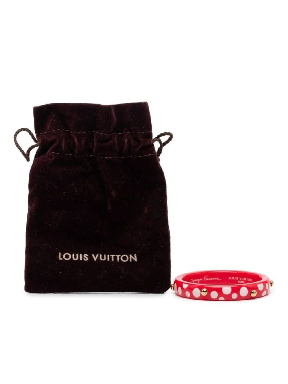 Louis Vuitton Yayoi Kusama LV Yk Bracelet Dot Infinity Bangle Red White Plastic